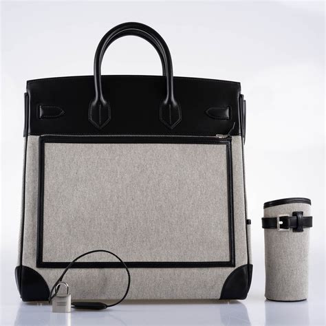 Hermès Cargo HAC Birkin 40 Black Box and Toile Palladium .